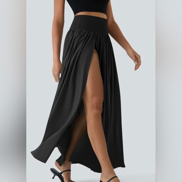 Halara Breezeful Women’s Maxi Skirt Black High Slit Quick Dry Stretch Size 2X NW - Picture 1 of 7